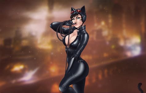 Wallpaper Figure Costume Latex Catwoman Art Cat Woman