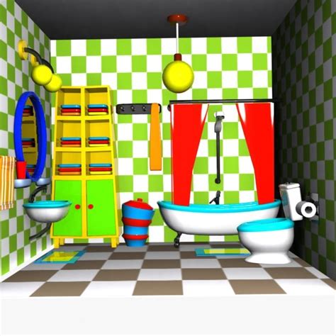 3d Cartoon Bathroom Interior Model