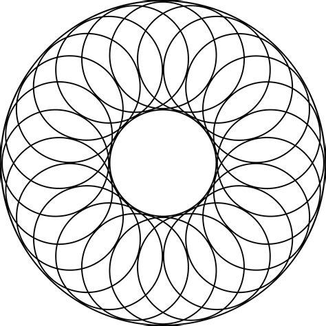 overlapping circles   center circle    larger circle