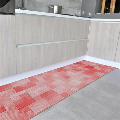 tappeto passatoia salotto cucina bagno lavabile antiscivolo moderno geometrico rosso mod