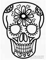 Skull Easy Drawing Sugar Drawings Skeleton Face Halloween Muertos Los Skulls Line Cartoon Fire Dia Calavera Dead Flames Mask Step sketch template