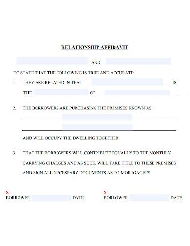 affidavit  relationship samples family personal brother