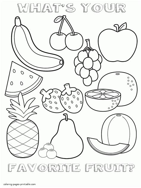 healthy food coloring pages  preschool fruits sheet coloring