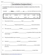 correlative conjunctions worksheets