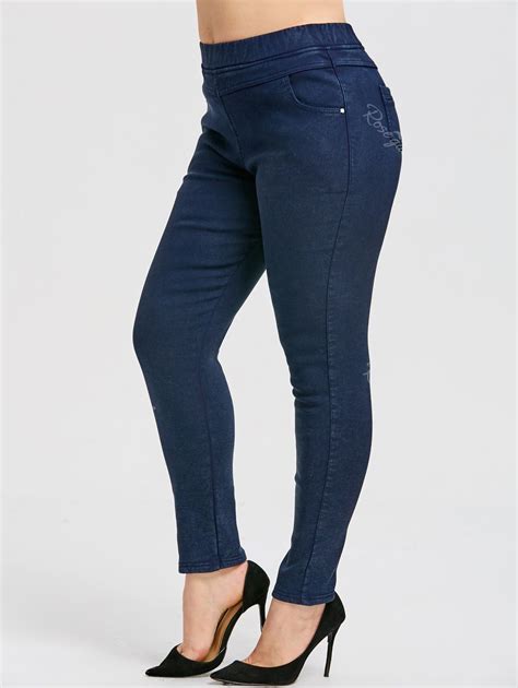 elastic waist  size fleece lined jeans rosegal