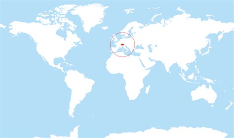 switzerland located   world map