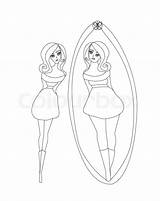 Looking Girl Mirror Drawing Getdrawings sketch template
