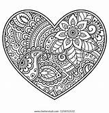 Mehndi Form Flower Heart Pattern Vector Henna sketch template
