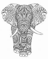 Coloring Pages Elephant Aztec Abstract Adult Animal Elephants Book Adults Drawing Tribal Elefant Aztecs Color Hand Print Calendar Indian Clipart sketch template