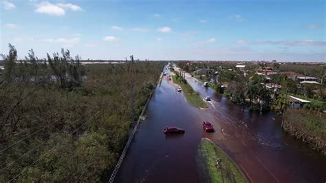 hurricane ian destroys fort myers drone footage  damage  flooding youtube