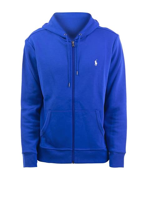 polo ralph lauren mens blue double knit full zip hoodie brand size