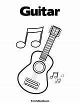 Coloring Guitar Pages Music Notes Electric Clipart Sheets Colouring Guitars Color School Kids Printable Library Band Note Acoustic Book Musical sketch template