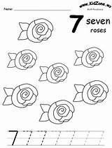 Number Worksheets Tracing Math Seven Trace Coloring Preschool Color Count Worksheet Pages Prek Kidzone Printable Numbers Kindergarten Choose Board Rose sketch template