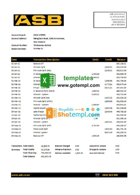 zealand asb bank statement easy  fill template  excel   format bank statement