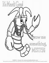 Mardi Gras Coloring Pages Printable Sheets Kids Beads Template Lobster Jester Printables Float Adult Activities Crafts Crawfish Mask Word Gra sketch template