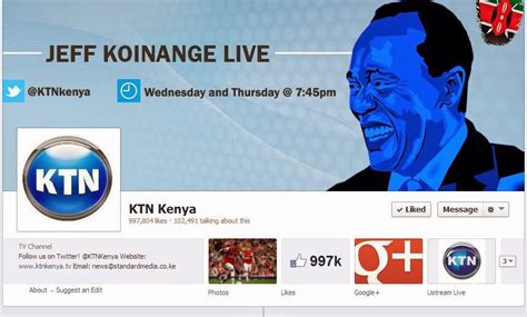 ktn facebook page set  hit  million likes nairobi wire