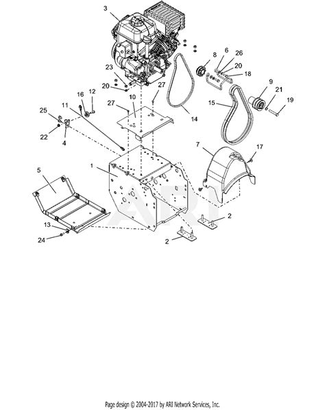ariens   deluxe  parts diagram  engine frame  belt drive
