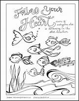 Zenspirations Nature Coloring Pages Expressions Joanne Fink Quote Fish Follow Heart Bible Adult Colouring sketch template