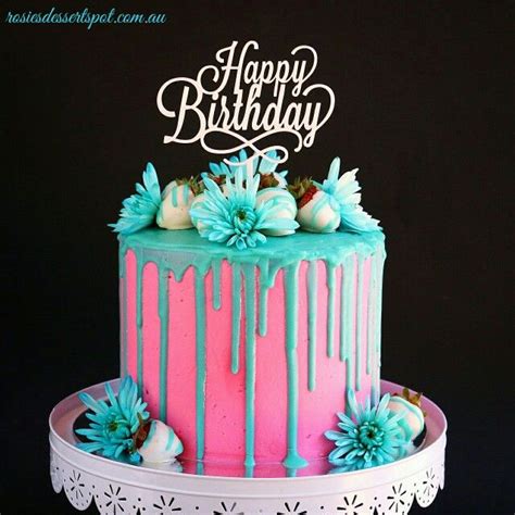 electric pink and teal buttercream cake a tall cake dripping with decadent… cake inspirations