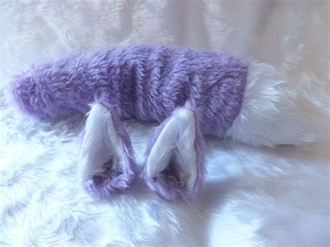 light purple lilac fox wolf furry cosplay set ears  hair