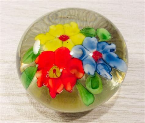 Art Glass Paperweight Flower Ebay