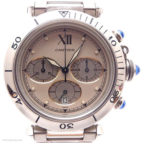 cartier mm pasha de cartier ref  chronograph quartz wristwatch style  dial part