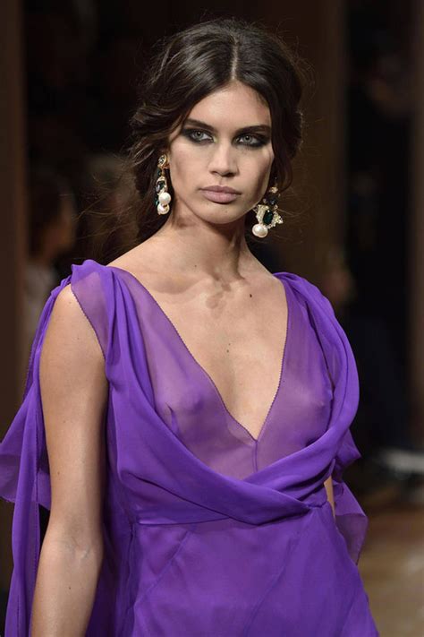 victoria s secret beauty sara sampaio exposes nipples in sheer gown at milan fashion week