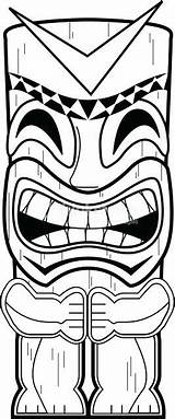 Tiki Coloring Pages Totem Mask Pole Template Printable Drawing Survivor Hawaiian Vector Luau Tikki Masks Clip Poles Party Head Kids sketch template