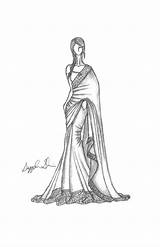 Saree Sketch Clipart Indian Sketches Drawing Illustration Fashion Sari Dress Pencil Drawings Couple Illustrations Wedding Dresses Cliparts Girls Sketching Married sketch template