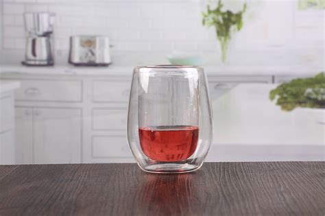 Double Wall Borosilicate Glass Cup Cute Stemless Red Wine