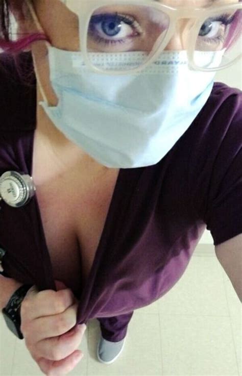 nurse cleavage selfie curiousandhorny