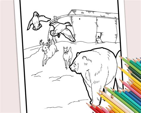 noahs ark printable coloring pages adult colouring book etsy