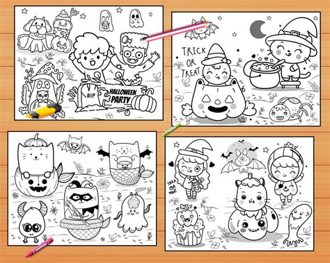 halloween coloring pages  kids ages   instant etsy
