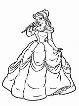 Princess Belle Coloring Pages Beast Beauty Printable Disney Girls Color sketch template
