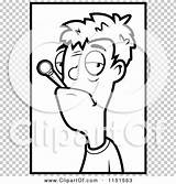 Sick Thermometer Mouth Man His Outlined Coloring Clipart Vector Cartoon Clip Cory Thoman sketch template