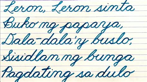 leron leron sinta filipino folk song cursive writing  filipinos