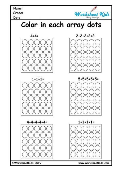 repeated addition arrays activities  year  array worksheets