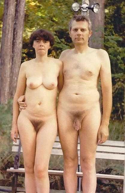 older woman with big saggy tits and hairy pussy walking nude with her husband s small uncut