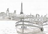 Paris Seine Coloriage Coloring La Para Pont Dibujos Pages Adult Adulte Barge Dessin Coloriages Sena Ville Sur Peniche Dessins Eiffel sketch template