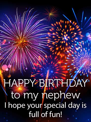 Colorful Birthday Fireworks Card for Nephew | Birthday
