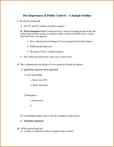 formal outline  style essay format examples outline