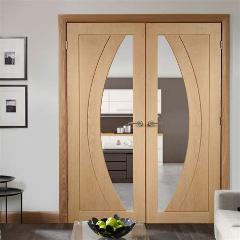 Xl Joinery Internal Oak Salerno Pair Clear Glass Doors