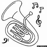 Euphonium Instruments Tuba Coloriage Horn Baritone Colorir Thecolor sketch template