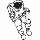 Astronaut Drawing Space Stickers Sticker Simple Drawings Line Astronauts Decal Wall Volleyball Clipart Kids Coloring Pages Clipartmag Getdrawings sketch template