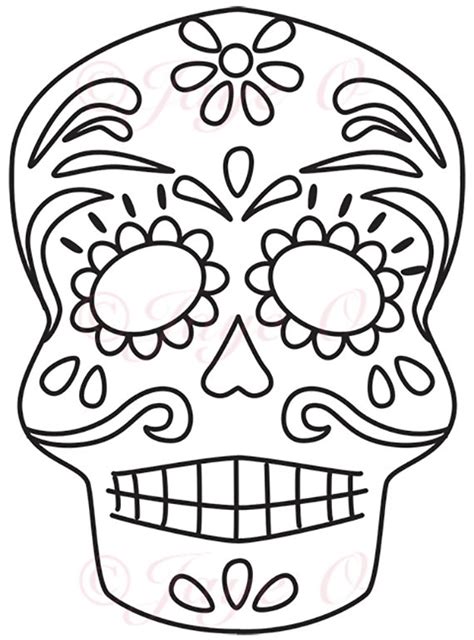 skull  de los muertos  color   stamp instant etsy skull
