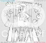 Lookout Lineart Forester Male Illustration Happy Royalty Clipart Vector Visekart Clip sketch template