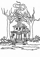 Haunted Coloring House Pages Ghost Scary Strange sketch template