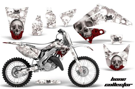 honda cr dirt bike graphics bone collector white mx