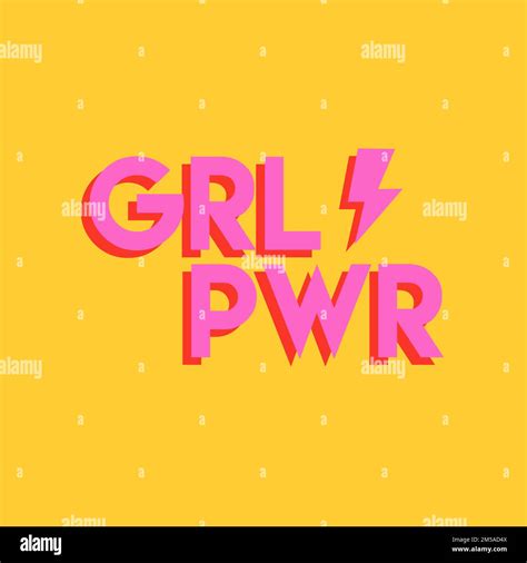 Girl Power Greeting Card Illustration Pink Hand Drawn Grl Pwr