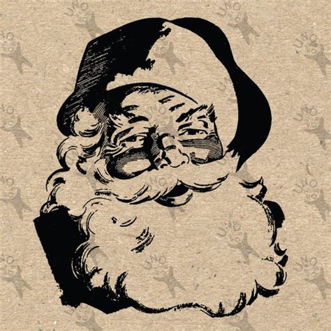 santa merry christmas image instant  printable vintage etsy